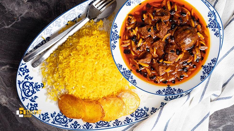 خورش خلال کرمانشاهی؛ عطر و طعم اصیل با پسته و زعفران